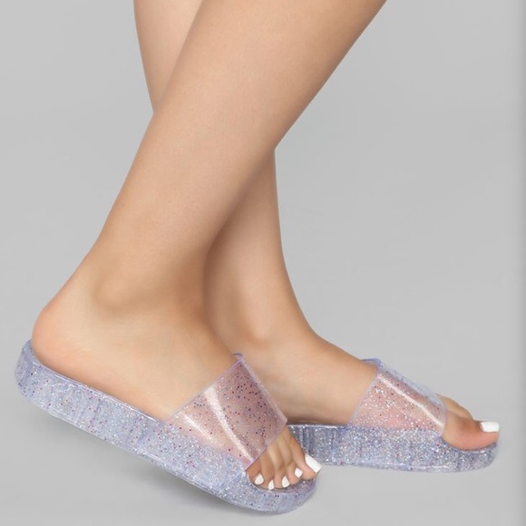 glitter jelly slide sandals